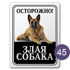 Табличка  «Осторожно, злая собака» № 45